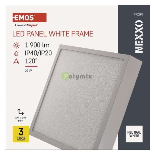 LED felületi lámpatest NEXXO, négyzet, fehér, 21W,Természetes fehér