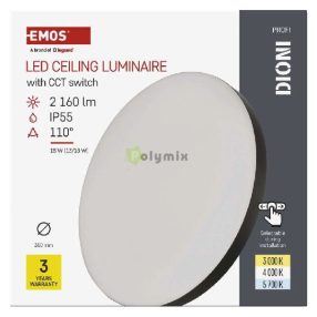 LED CEILING ROUND LUM. DIONI 18W 2160LM IP55 CCT 