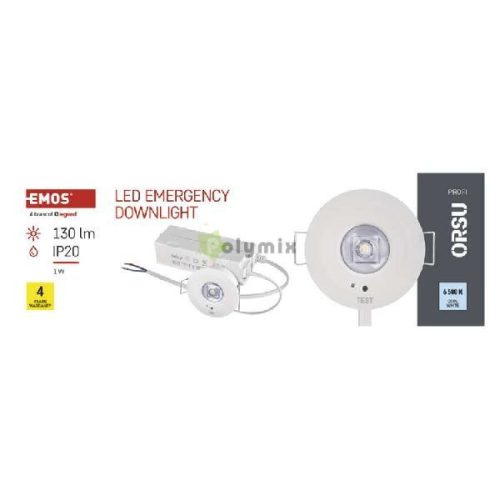 LED vészvilágító lámpatest ORSU 1W 130 lm 3 óra