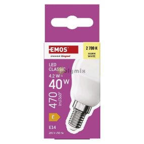   LED izzó Classic Mini Globe / E14 / 4,2 W (40 W) / 470 lm / Meleg fehér