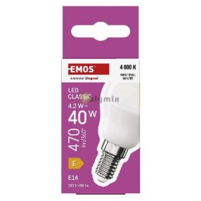   LED izzó Classic Mini Globe / E14 / 4,2 W (40 W) / 470 lm / Természetes fehér
