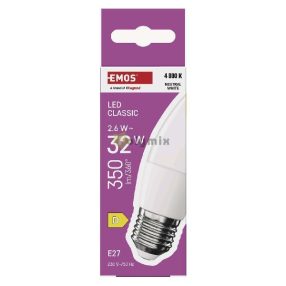   LED izzó Classic gyertya / E27 / 2,6 W (25 W) / 350 lm / természetes fehér