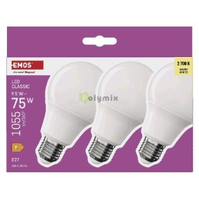   LED izzó Classic A60 / E27 / 9,5 W (75 W) / 1055 lm / Meleg fehér