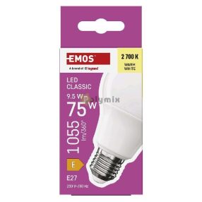   LED izzó Classic A60 / E27 / 9,5 W (75 W) / 1055 lm / meleg fehér