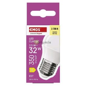   LED izzó Classic Mini Globe / E27 / 2,5 W (32 W) / 350 lm / Meleg fehér