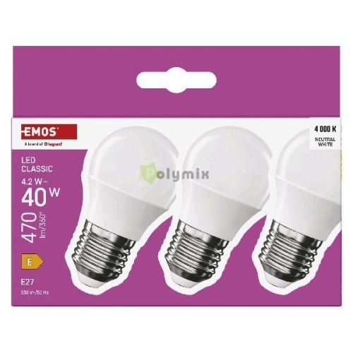 LED izzó Classic Mini Globe / E27 / 4,2 W (40 W) / 470 lm / Természetes fehér
