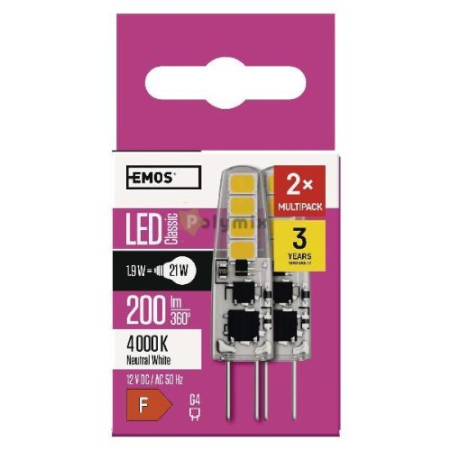 LED izzó Classic JC / G4 / 1,9 W (21 W) / 200 lm / természetes fehér