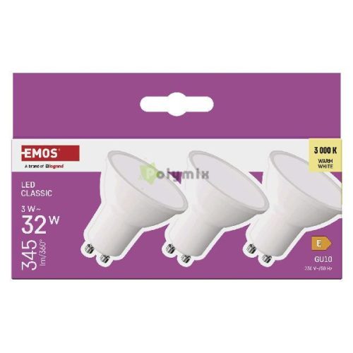 LED izzó Classic MR16 / GU10 / 3 W (32 W) / 345 lm / Meleg fehér