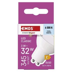   LED izzó Classic MR16 fehér/ GU10 / 3 W (32 W) / 345 lm / Hideg fehér