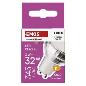   LED izzó Classic MR16 ezüst/ GU10 / 3 W (32 W) / 345 lm / Természetes fehér