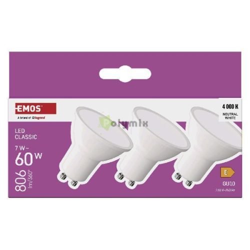 LED izzó Classic MR16 / GU10 / 7 W  (60 W) / 806 lm / Természetes fehér