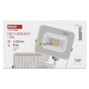 LED REFLEKTOR SIMPO 10W 1000LM IP44 NW PIR B