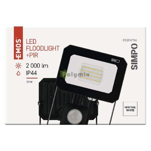 LED reflektor SIMPO PIR 20 W természetes fehér