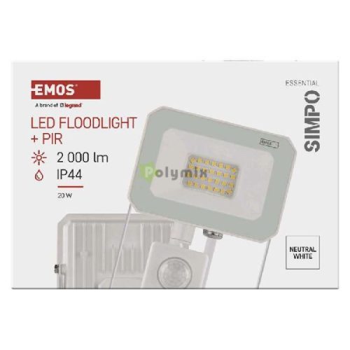 LED REFLEKTOR SIMPO 20W 2000LM IP44 NW PIR B