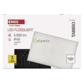 LED-es reflektor TAMBO, 50 W, 5000 lm, IP65, fekete